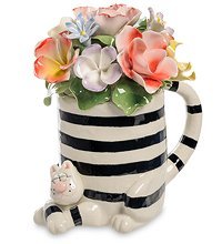 CMS-61/ 2 Статуэтка «Полосатый Кот с вазой цветов» (Pavone)