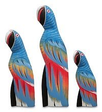 90-086 Статуэтка «Синий Попугай» набор из трех 30,22,15 см