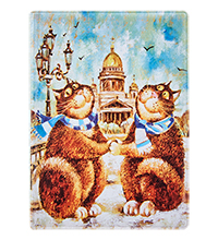 ANG-2103 Обложка для паспорта «Встреча у Исаакия кота Васьки и кота Пузи» 9,5х13