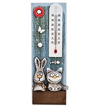 KK-811 Термометр комнатный «Кот и заяц» шамот