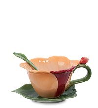 CMS-05/ 2 Чайная пара с ложечкой «Орхидея» (Pavone)