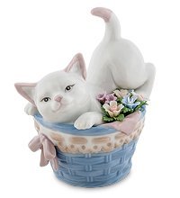JP-31/27 Фигурка «Котенок в корзине с цветами» (Pavone)