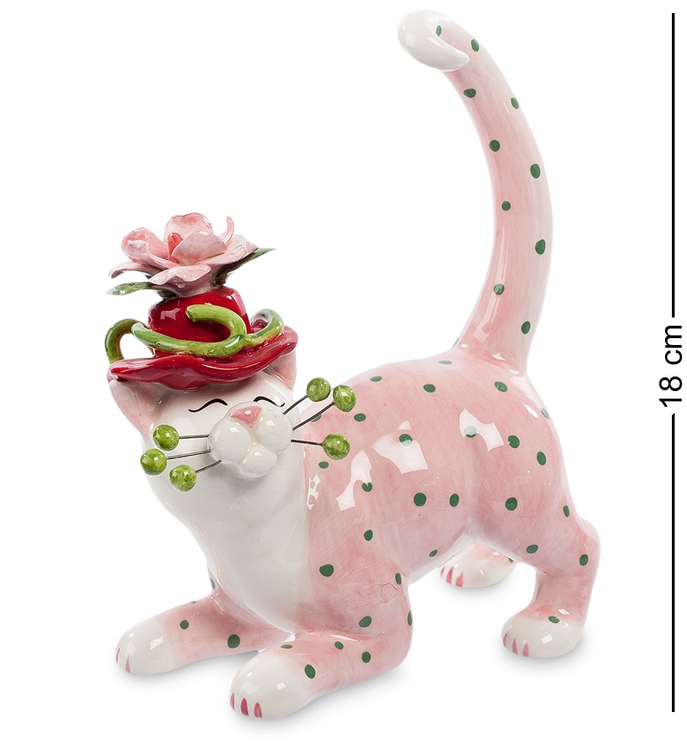 Кот горох. Фигурка кот Pavone e126519. Декоративная фигурка "коты". Статуэтка розовая кошка. Статуэтка горошка.