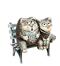 KK-676 Фигурка «Коты на скамейке» шамот