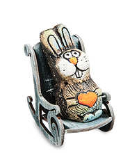 KK-694 Фигурка «Заяц с сердцем в кресле-качалке» шамот