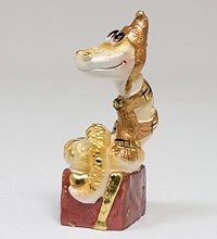 15905 Фигурка гипсовая «Змея на подарке» зол.