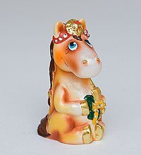 15980 Фигурка гипсовая «Лошадь Снежинка со свечой» эк.