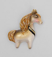 16021 Магнит гипсовый «Лошадь с ожерельем» зол.