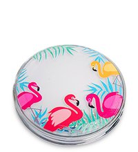 WW-110/1 Зеркало круглое с плавающими блестками «Розовый фламинго»