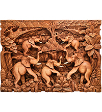17-003_A Панно резное  «Пять слонов - символ мудрости» (суар, о.Бали)