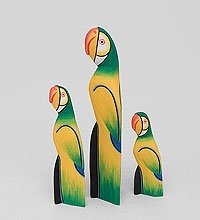 90-058 Статуэтка «Зеленый Попугай» набор из трех 40,30,20 см
