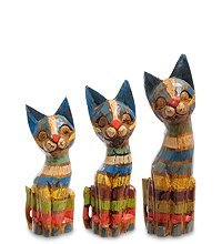 99-038 Фигурка «Кошка» н-р из трех 30,25,20 см (албезия, о.Бали)