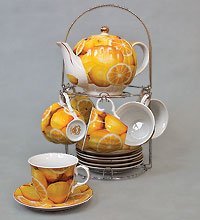 20005 Набор чайный «Лимоны» (1500/220) 13 пр. на металлическом стенде (8)