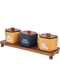 FD-60 Набор из 3-х банок на подставке «Зайчик» 200мл