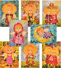 ANG-1642 Набор из 8 почтовых открыток «Солнечные ангелы - 1»