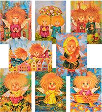 ANG-1643 Набор из 8 почтовых открыток «Солнечные ангелы - 2»