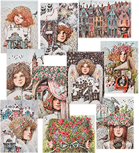ANG-1649 Набор из 10 почтовых открыток «Ангелы -6» А.Наливкина