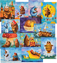 ANG-1657 Набор из 12 почтовых открыток «Мишины истории» В.Ефремова