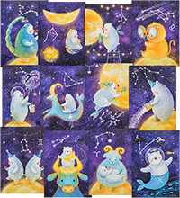 ANG-1658 Набор из 12 почтовых открыток «Зодиак - Полярные мишки» В.Ефремова