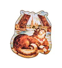 ANG-1775 Брошь деревянный «Кот по имени Сфинкс»
