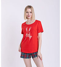 Пижама женская 5325/1, красный комб.