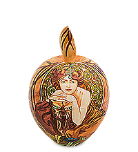 МР-16/34-D Шкатулка-яблоко «Альфонс Муха - Драгоценные камни. Изумруд»