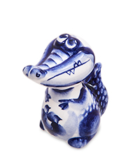 ГЛ- 209 Фигурка «Крокодильчик» (Гжельский фарфор)