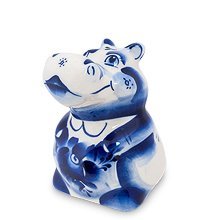 ГЛ-118 Фигурка «Бегемот новый» бол.(Гжельский фарфор)