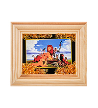 AMB-55/23 Картина «'Король Лев» (с янтарной крошкой) дер.рамка 7х9
