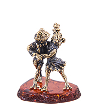 AM-3866 Фигурка «Лягушки танец Танго» (латунь, янтарь)