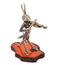 AM-4158 Фигурка «Кузнечик Скрипач» (латунь, янтарь)