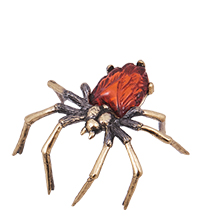 AM-4163 Фигурка «Паук Черная вдова» (латунь, янтарь)