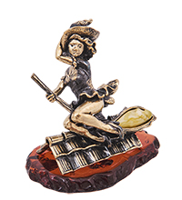 AM-4179 Фигурка «Ведьмочка на крыше» (латунь, янтарь)