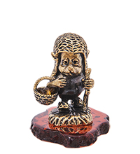 AM-4181 Фигурка «Ежик Грибник» (латунь, янтарь)