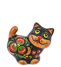 ГЛ- 963 Фигурка «Кот-Хвост» хохлома (Гжельский фарфор)
