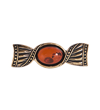 AM-4207 Брошь «Конфетка» (латунь, янтарь)