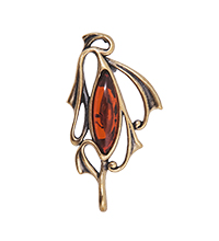 AM-4219 Брошь «Зонтик Готика» (латунь, янтарь)