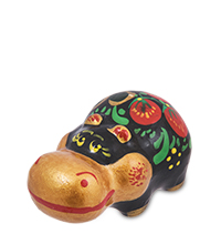 ГЛ-968 Фигурка «Бегемот» мал. хохлома (Гжельский фарфор)