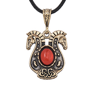 AM-4248 Подвеска «Кони» (латунь, янтарь)