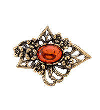 AM-4250 Брошь «Адель» (латунь, янтарь)