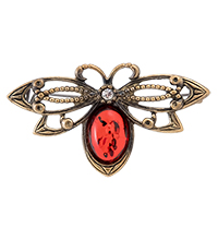 AM-4252 Брошь «Бабочка Сказочная» (латунь, янтарь)