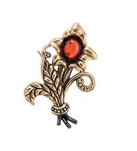 AM-4253 Брошь «Букет Альстромерия» (латунь, янтарь)