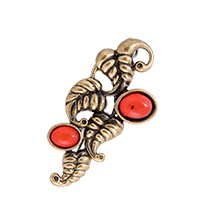 AM-4256 Брошь «Веточка Вьюнок» (латунь, янтарь)