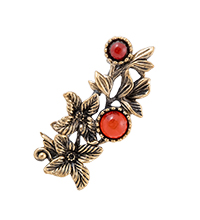 AM-4257 Брошь «Веточка Миндаль» (латунь, янтарь)