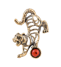 AM-4266 Брошь «Тигр» (латунь, янтарь)