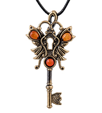 AM-4275 Подвеска «Ключик Бабочка» (латунь, янтарь)