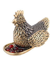 AM-4278 Шкатулка «Курочка наседка» (латунь, янтарь)