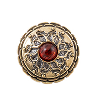 AM-4280 Пуговица «Хризантема» (латунь, янтарь)