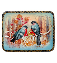 ШК-19/66 Шкатулка в технике декупаж «Снегири» (10х8х3,5)