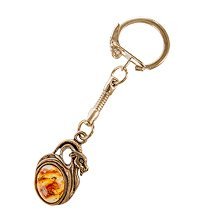 AM- 017 Брелок «Знак зодиака-Козерог» (латунь, янтарь)